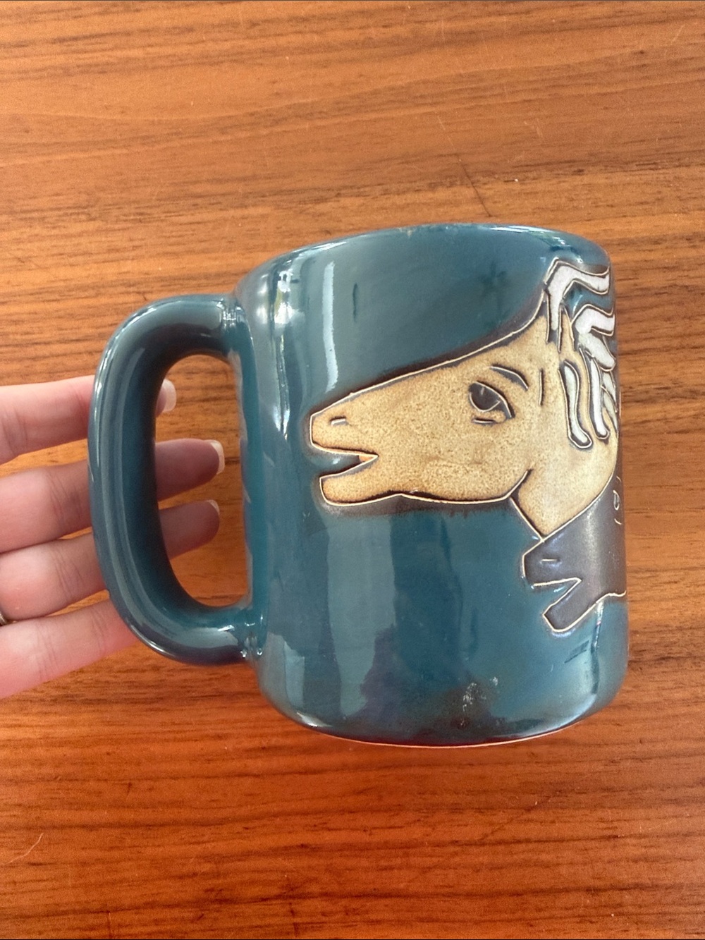 Mara Stoneware "Wild Horses" 16-ounce coffee mug